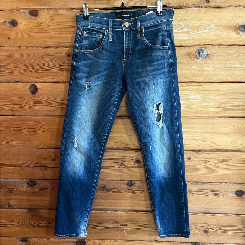 Calvin Rucker Womans Blue Distressed Skinny Jeans Size 25